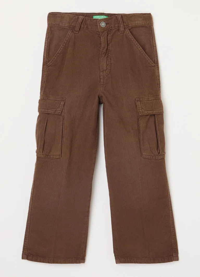 Pantaloni cargo din catifea reiată Benetton cu picior drept