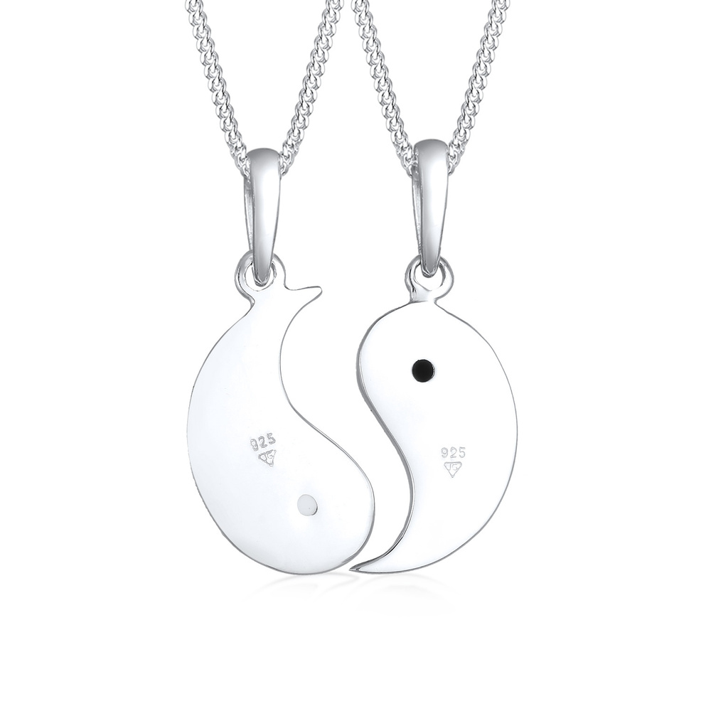 Elli Elli Collier Femmes Yin et Yang Pendentif Partenaire Spirituel Lien avec Émail en collier