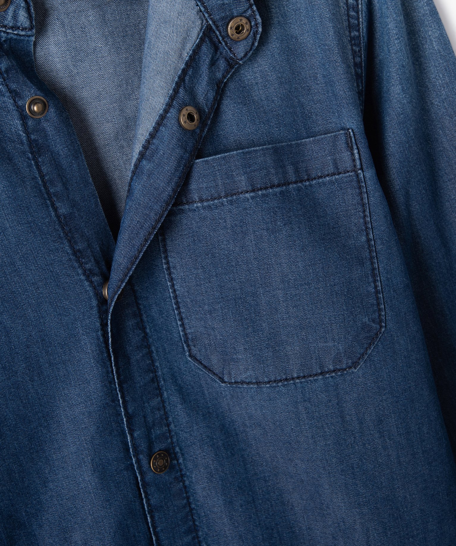 Chemise Garçon en toile de coton aspect denim bleu | GEMO