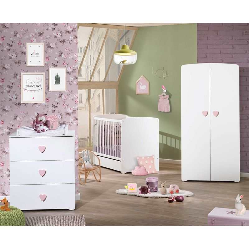 Armoire 2 portes boutons coeur Basic