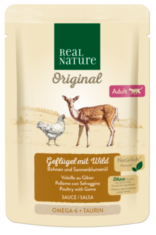 REAL NATURE Nassfutter REAL NATURE Original Adult 12x85g Geflügel mit Wild, in Sauce
