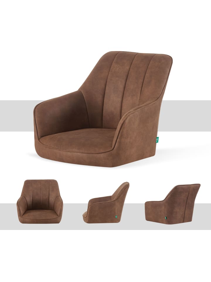 DUBI Möbel 2er-Set: Drehstuhl THOMAS-SANA in Wildleder-Braun- (B)57 x (H)85 x  (T)62 cm günstig kaufen onesize