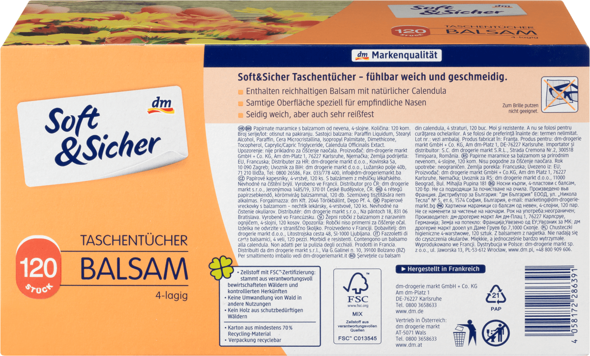 Taschentücher Box Balsam 4-lagig, 120 St