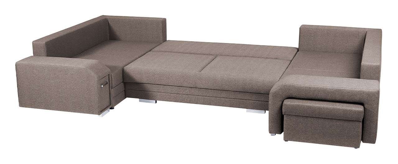 MKS MÖBEL Ecksofa ALVA U, Ecksofa mit Hocker und Minibar - U-Form Sofa Mit Schlaffunktion