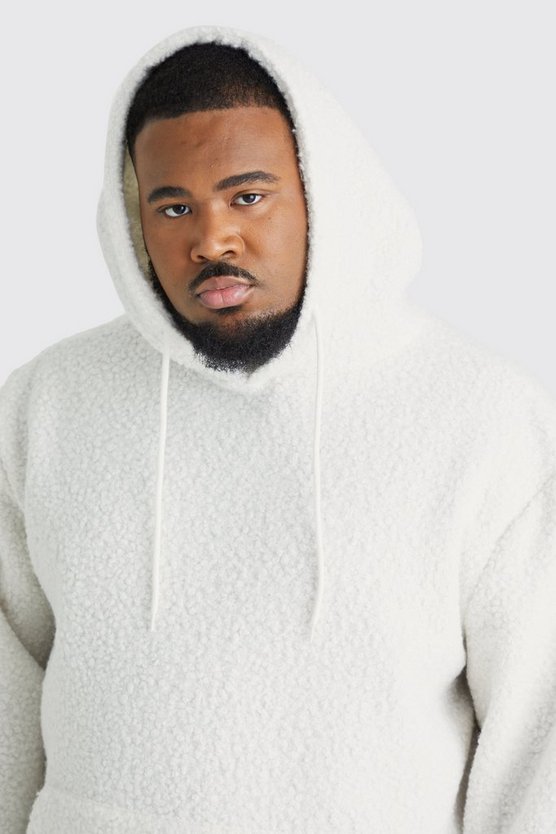 Plus kastiger Oversize Bouclee Borg-Hoodie