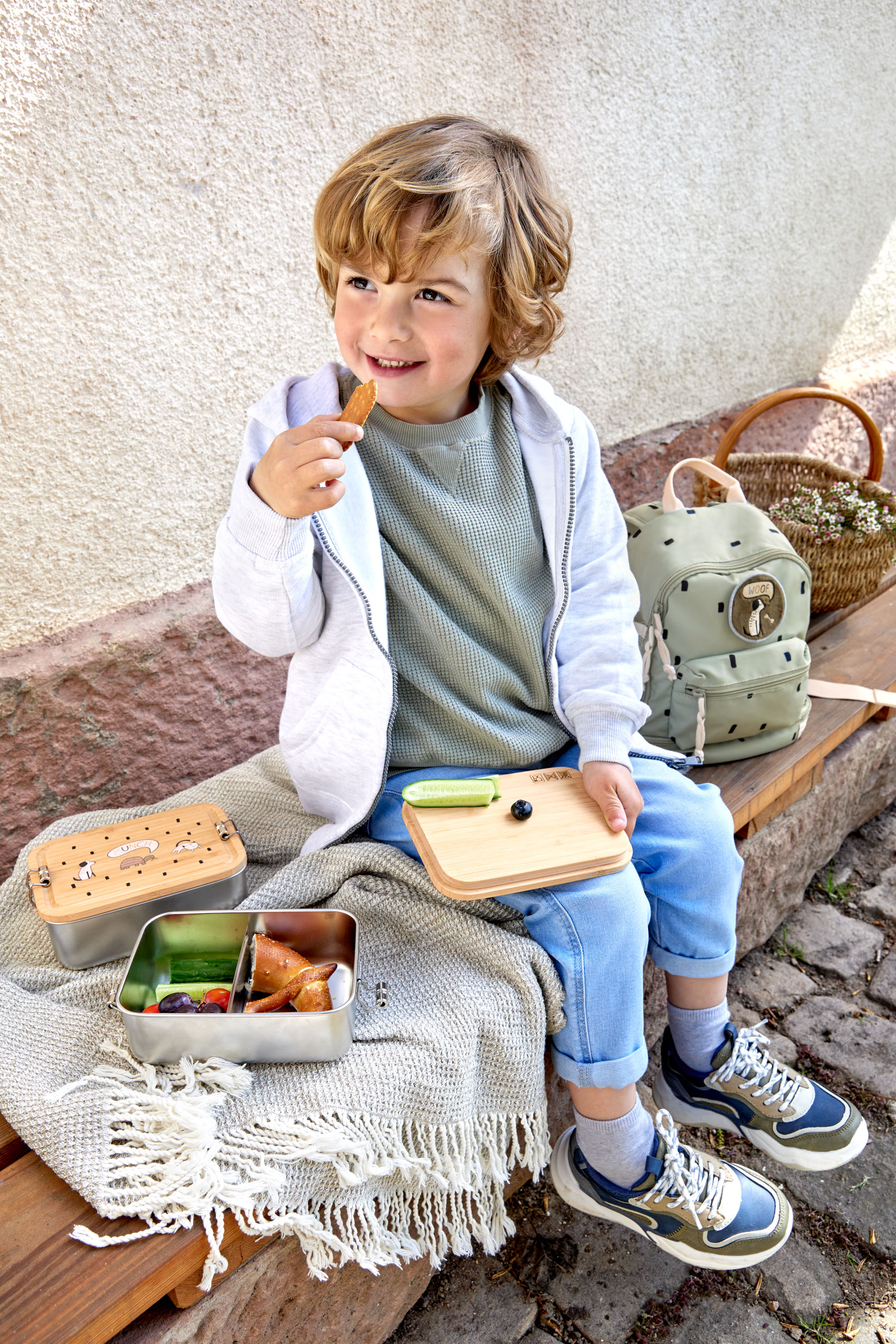 Brotdose Kinder - Edelstahl Lunchbox, Nature