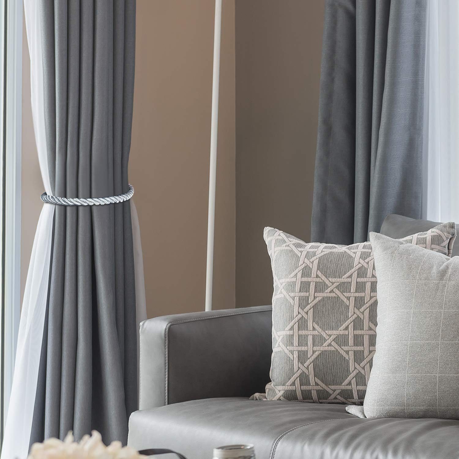 Raffhalter Vorhang Raffhalter Geflochtene Seil Gürtel Raffhalter Haken 6 Stücke, FELIXLEO