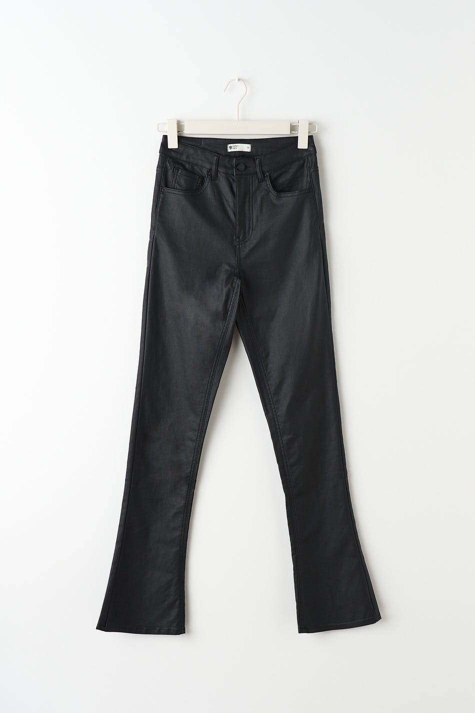 Coated bootcut jeans