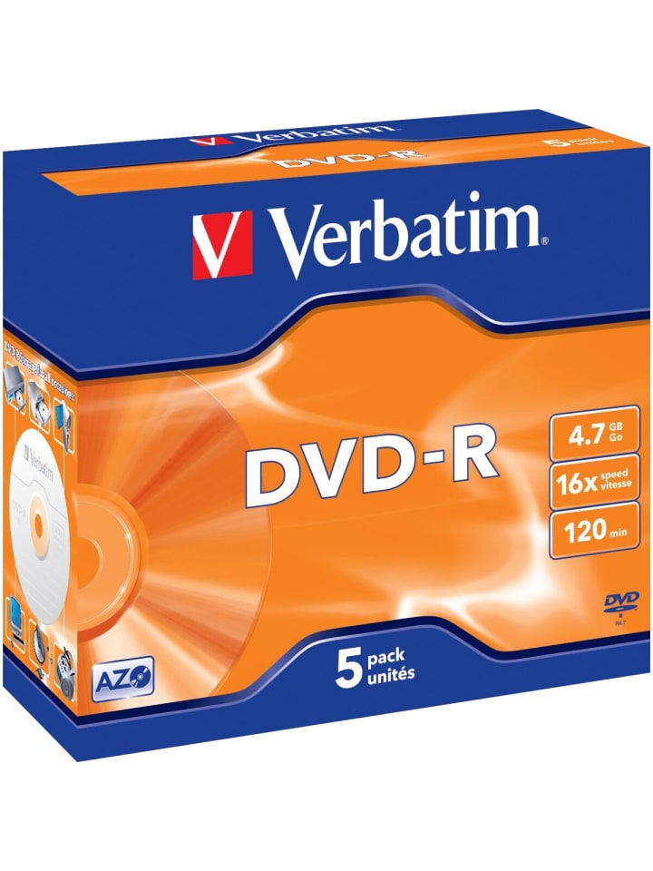 COFI 1453 Verbatim DVD-R 4.7GB/120Min/16x Jewelcase (5 Disc) in Orange günstig kaufen onesize