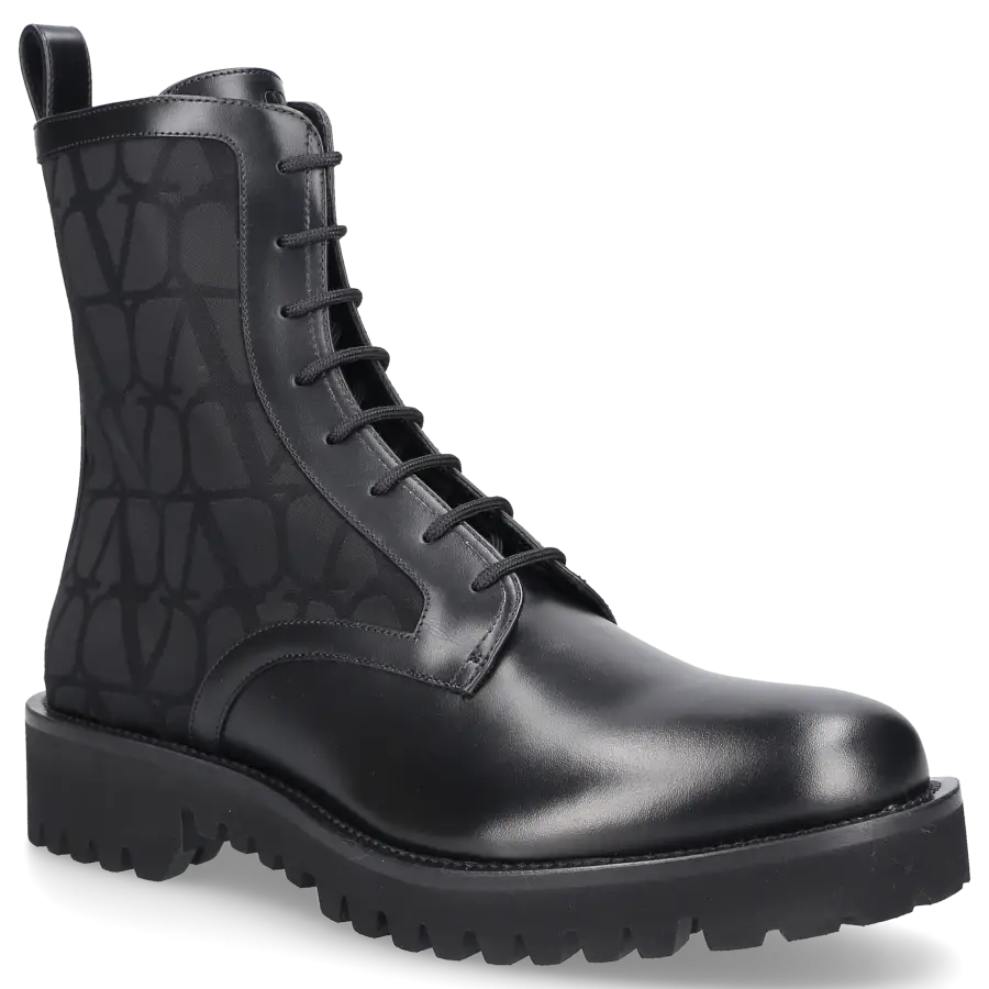 Valentino Garavani - Schnürboots TOILE ICONOGRAPHE Kalbsleder - schwarz