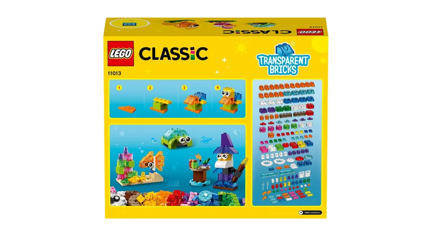 LEGO Classic 11013 Kreativ-Bauset mit durchsichtigen Steinen