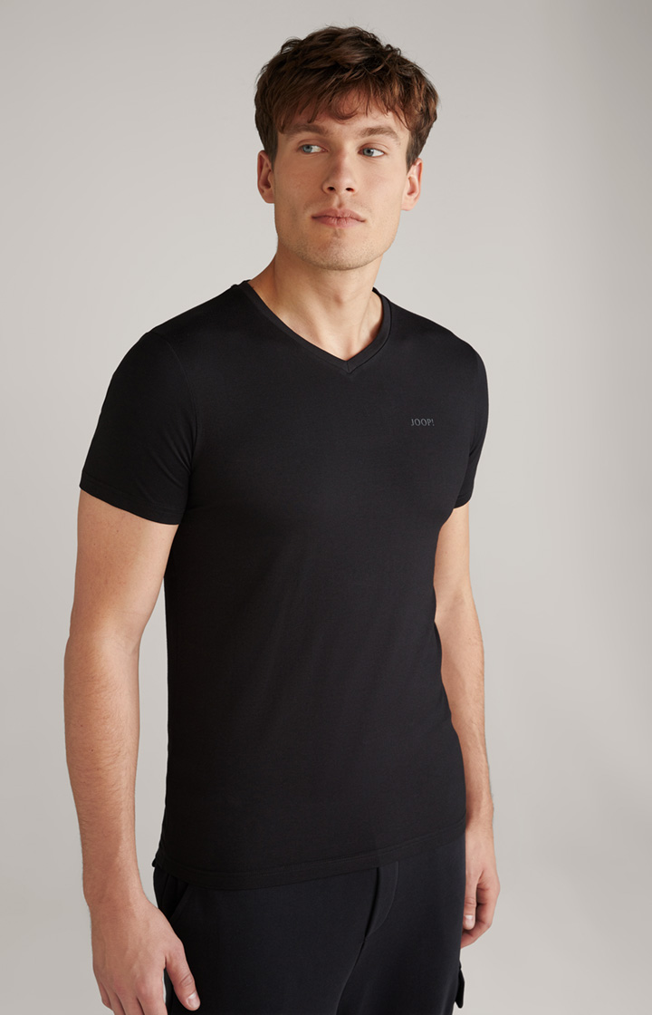 2er-Pack Modal-Baumwoll-Stretch T-Shirts in Schwarz
