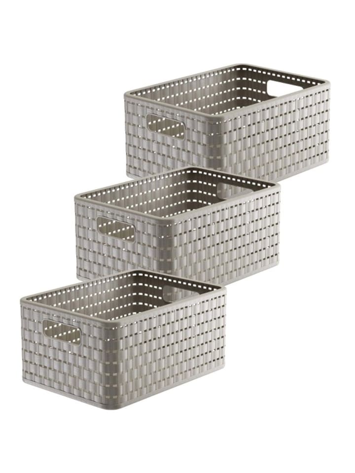 Rotho Country 3er-Set Aufbewahrungskiste 11l in Rattan-Optik in Cappuccino günstig kaufen onesize
