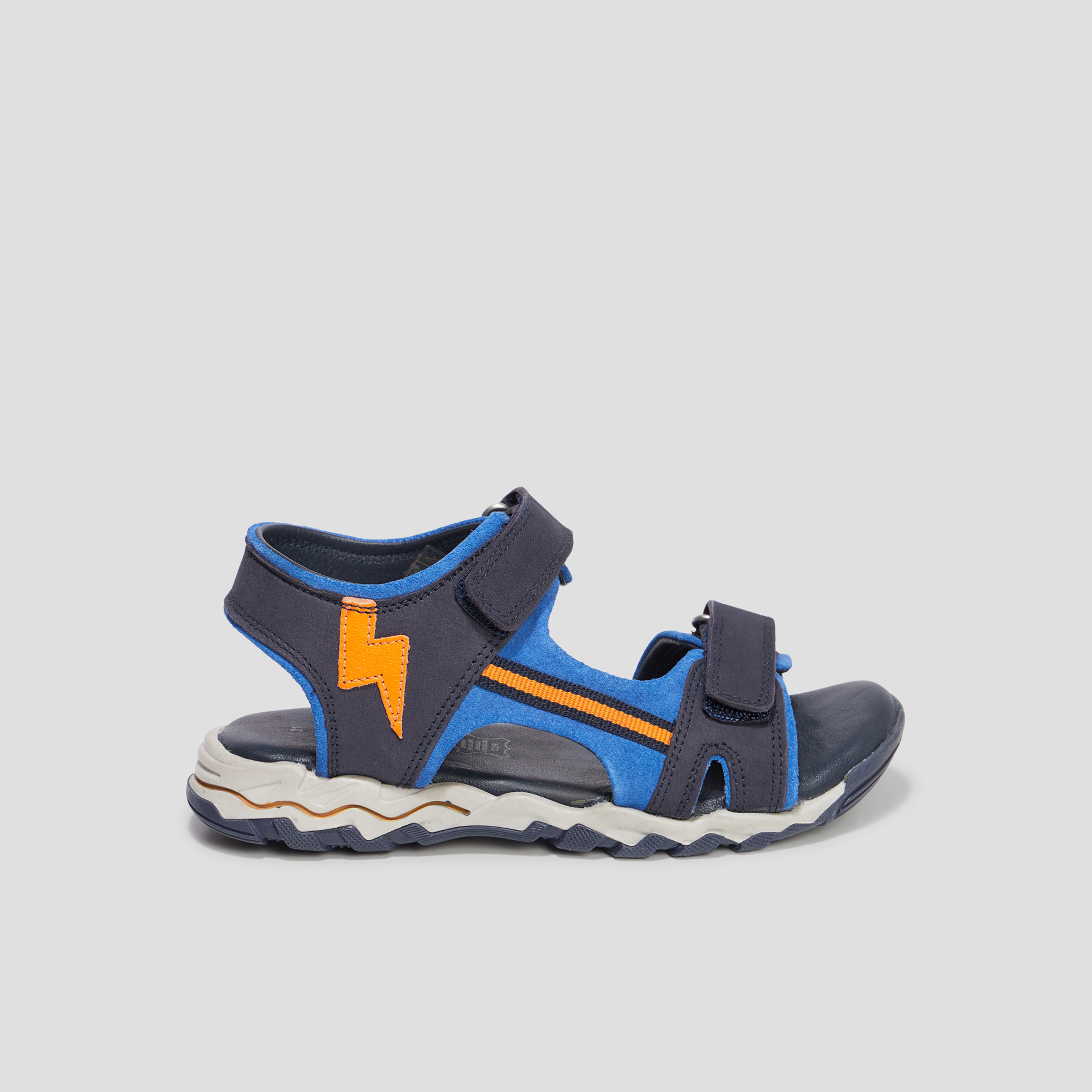 Sandales à scratchs en cuir Creeks Polis bleu marine garçon | La Halle