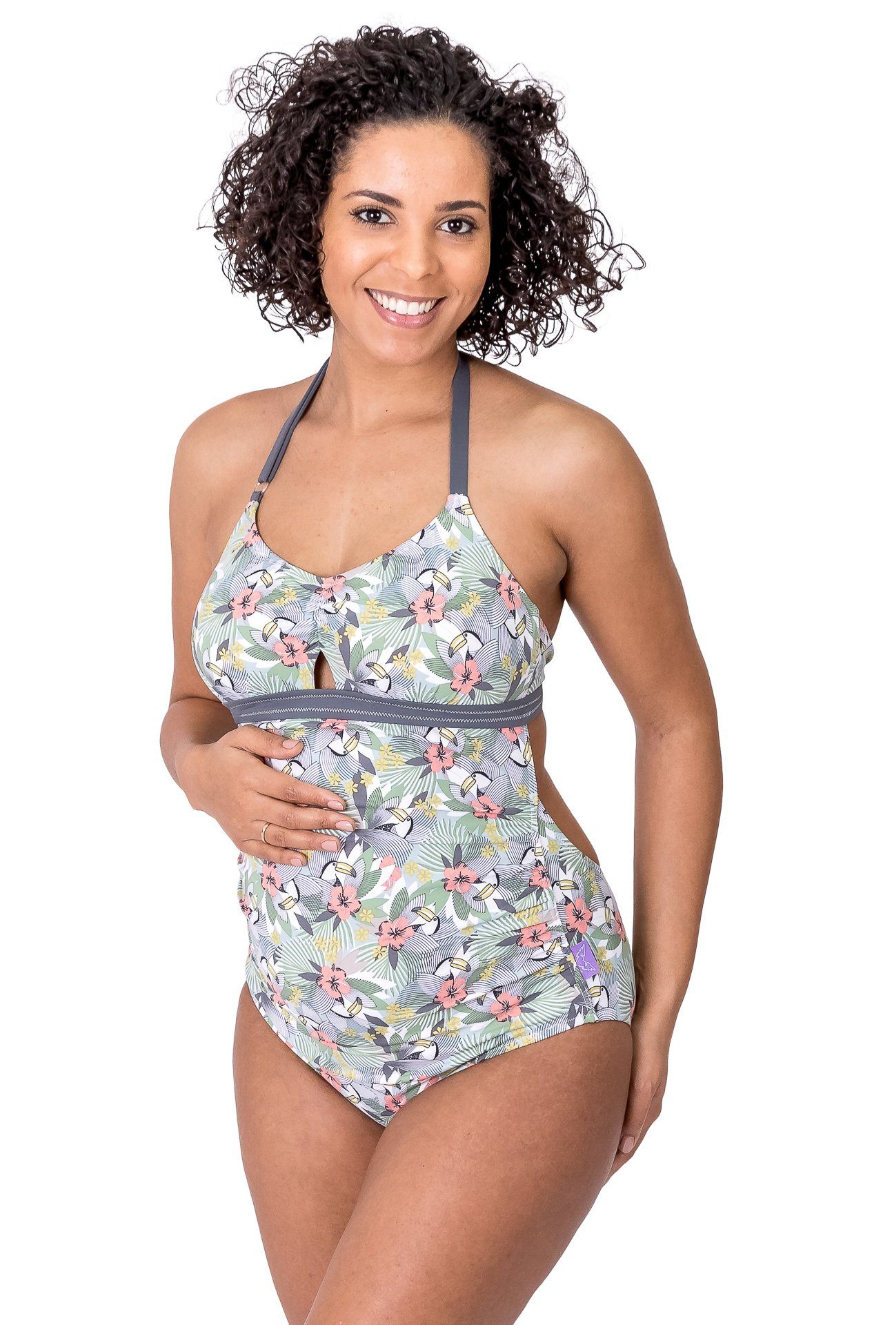 petit amour Umstandsbadeanzug ANINA Hawaii-Tukan-Druck B/C Cup Umstandsbademode, stylish und bequem, wächst mit