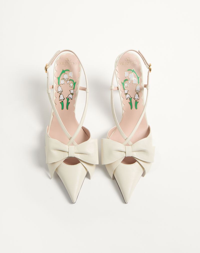 Sapatos de salto Bowow Slingback em couro de cabra de 85 mm