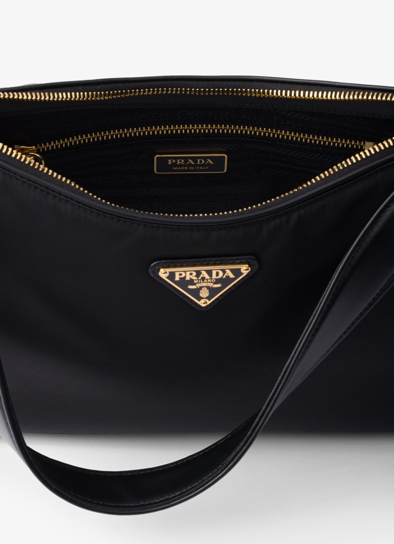 Duża torba na ramię Prada Re-Nylon Aimée ze skórzanymi detalami