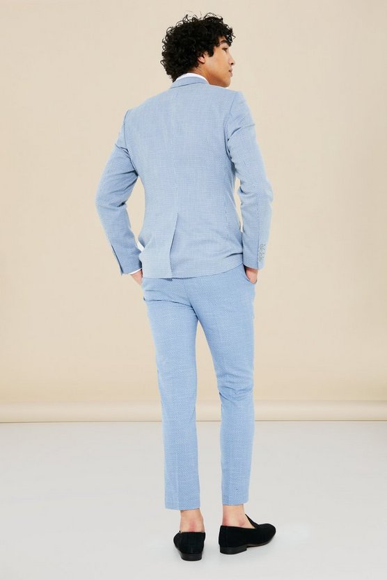 Zweireihige strukturierte Skinny Anzugjacke