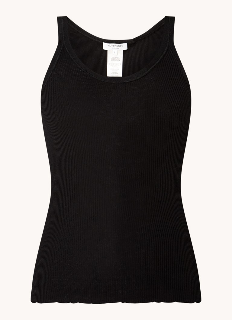Top Rosemunde Belle in maglia a coste di misto seta con scollo rotondo
