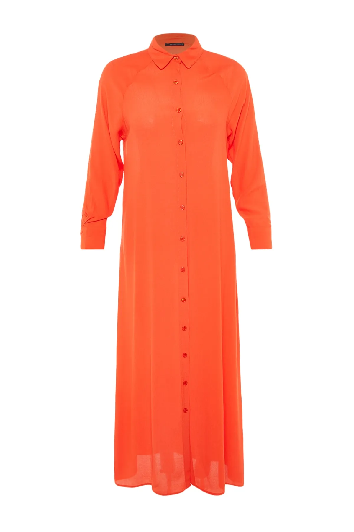 Trendyol Modest  Oranges Hemdblusenkleid aus 100 % Viskosegewebe TCTSS23EB00020