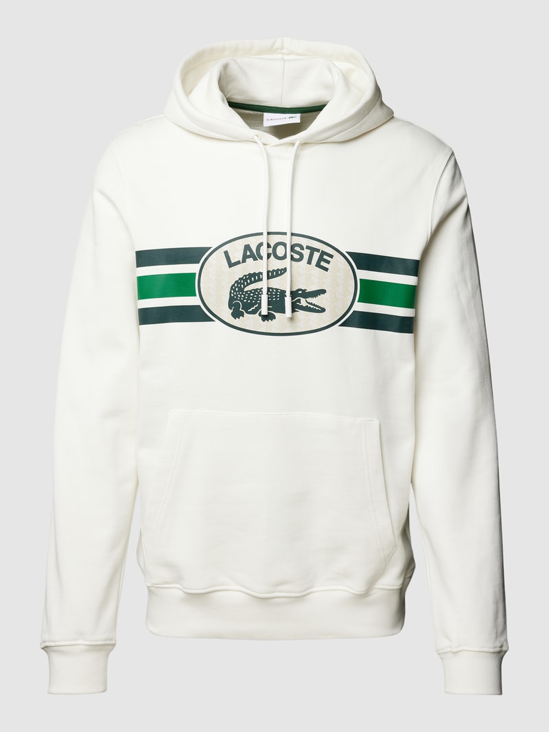 Hoodie mit Label-Print in offwhite