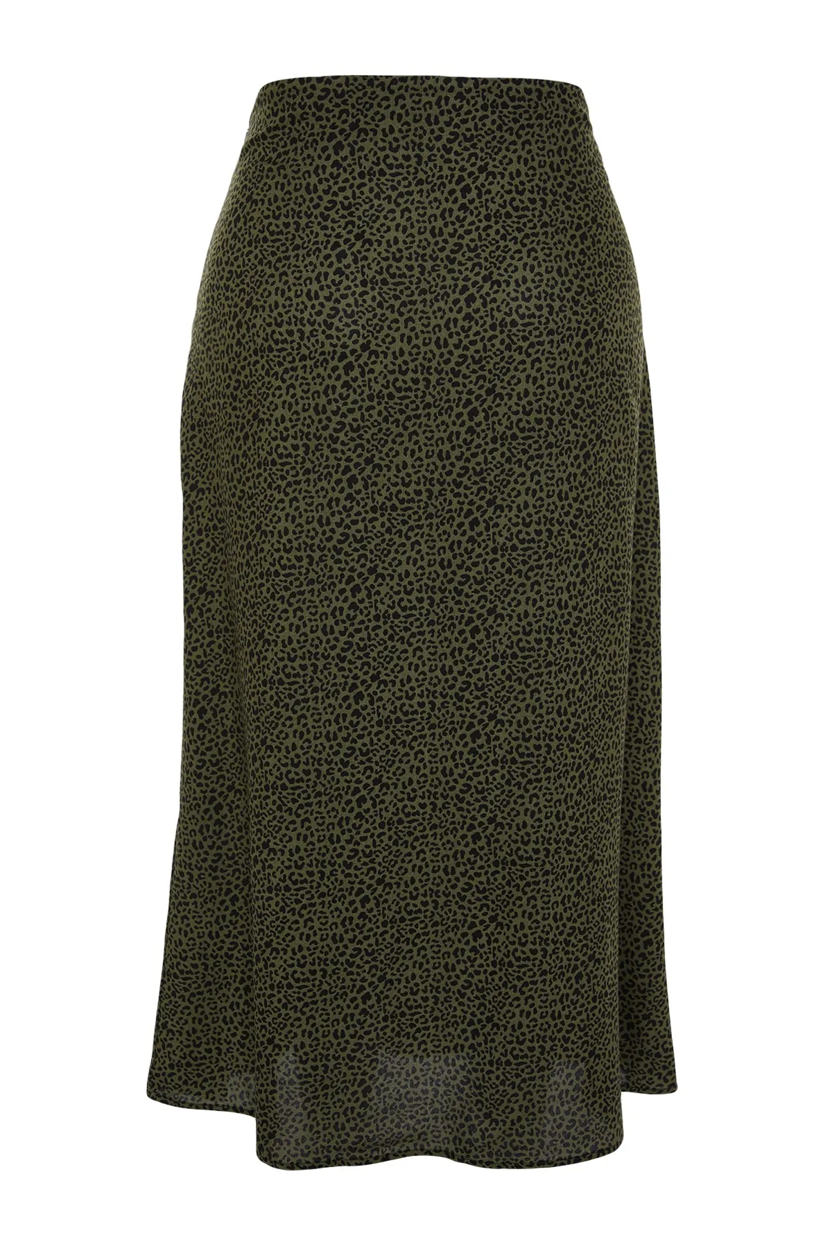 Trendyol Curve  Khakifarbener A-Linien-Rock mit Animal-Print und normaler Taille TBBAW23AZ00032