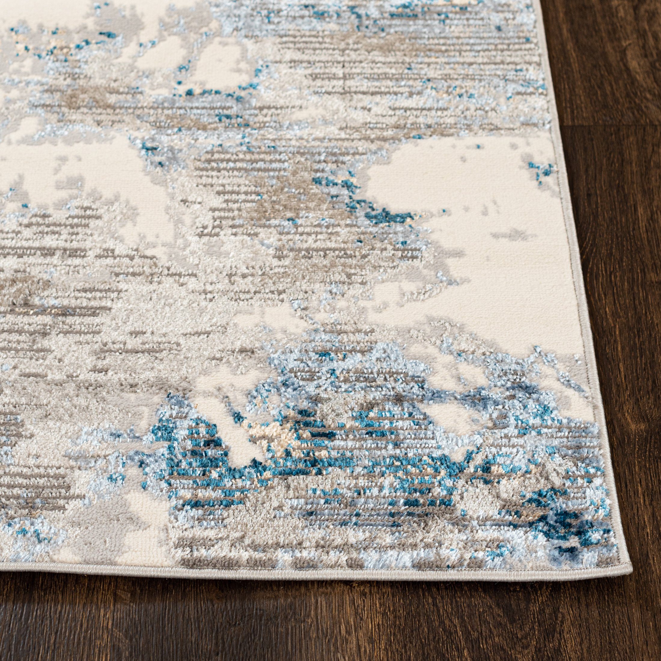 Läufer Läufer Flurläufer Modern für Vorzimmer - Abstrakt - Beige Grau Blau, Mazovia, 60 x 100 cm, Kurzflor, Meterware, Höhe 8 mm, Kurzflor - niedrige Florhöhe