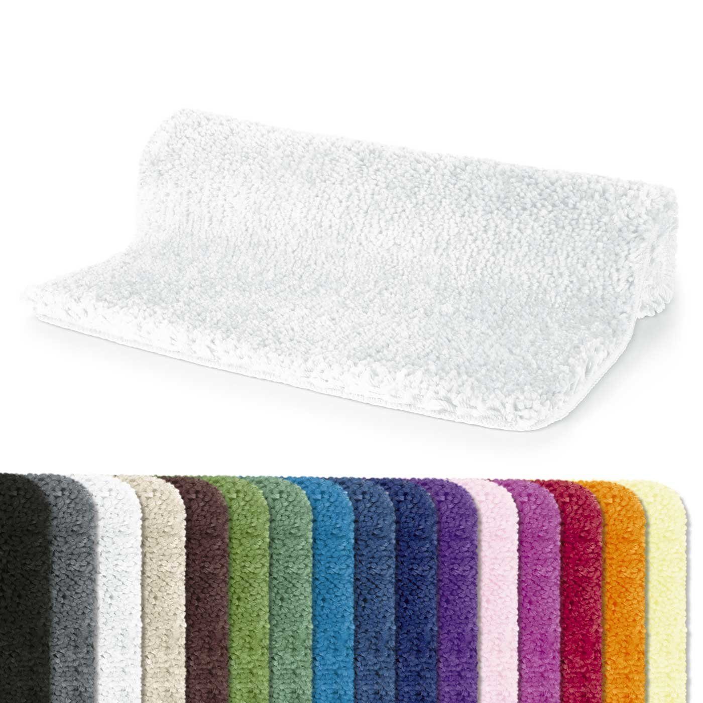 Badematte HIGHLAND spirella, Höhe 40 mm, Badteppich Hochflor, 100% Polyester Microfaser, Anti-Rutsch Beschichtung, mit Toilettenausschnitt, für Fußbodenheizung geeignet, waschbar 40°, schnelltrocknend, Polyester, rechteckig, Rutschhemmende Unterseite