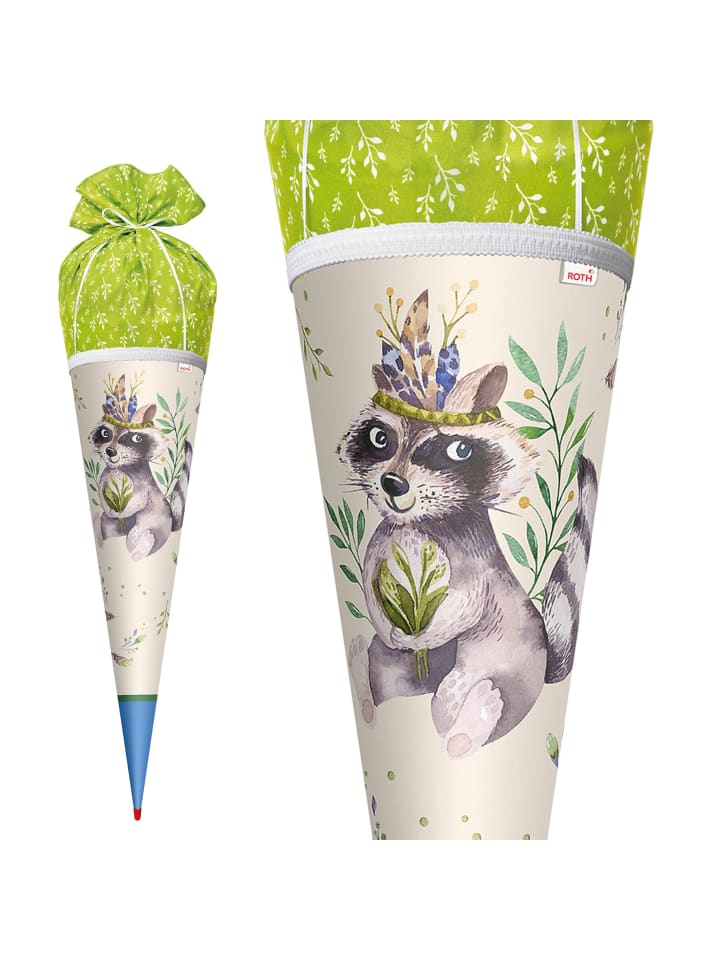 ROTH Schultüte Lieblingsstück Waschbär 70 cm, Stoffverschluss in Grün günstig kaufen onesize