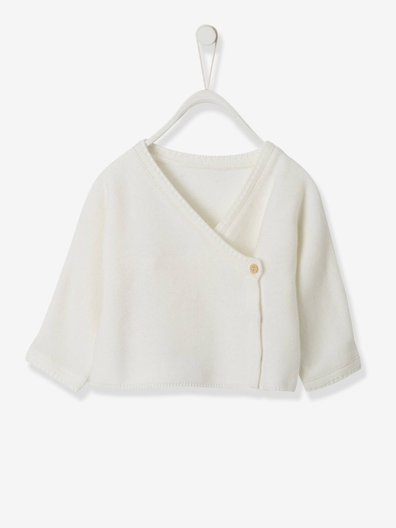 Brassière bébé en coton et laine bleu pale