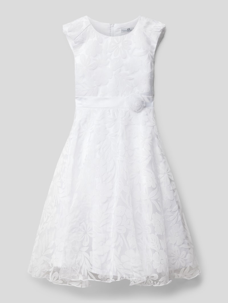 Kleid mit Rundhalsausschnitt in weiß