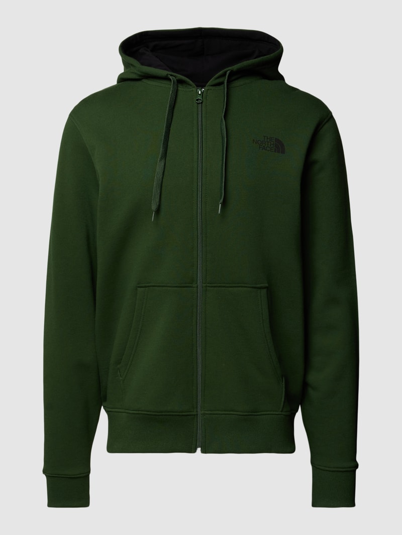 Sweatjacke mit Label-Detail Modell 'OPEN GATE' in dunkelgrün