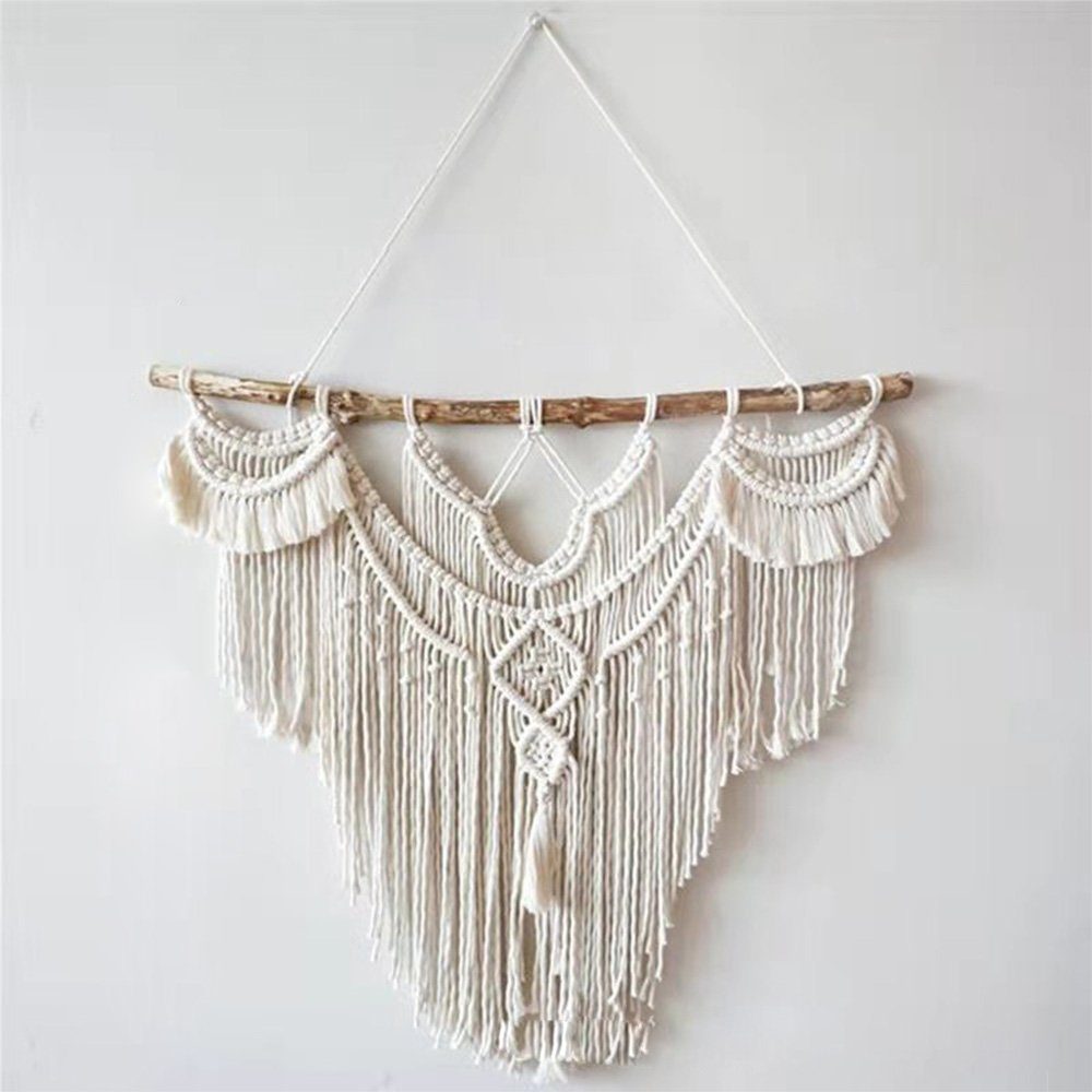 Wandteppich Wandbehang Makramee Natürliches Treibholz Wanddekor 76*68cm, FELIXLEO