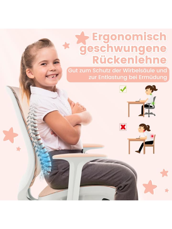 COSTWAY Schreibtischstuhl ab 6 Jahren in Rosa günstig kaufen onesize
