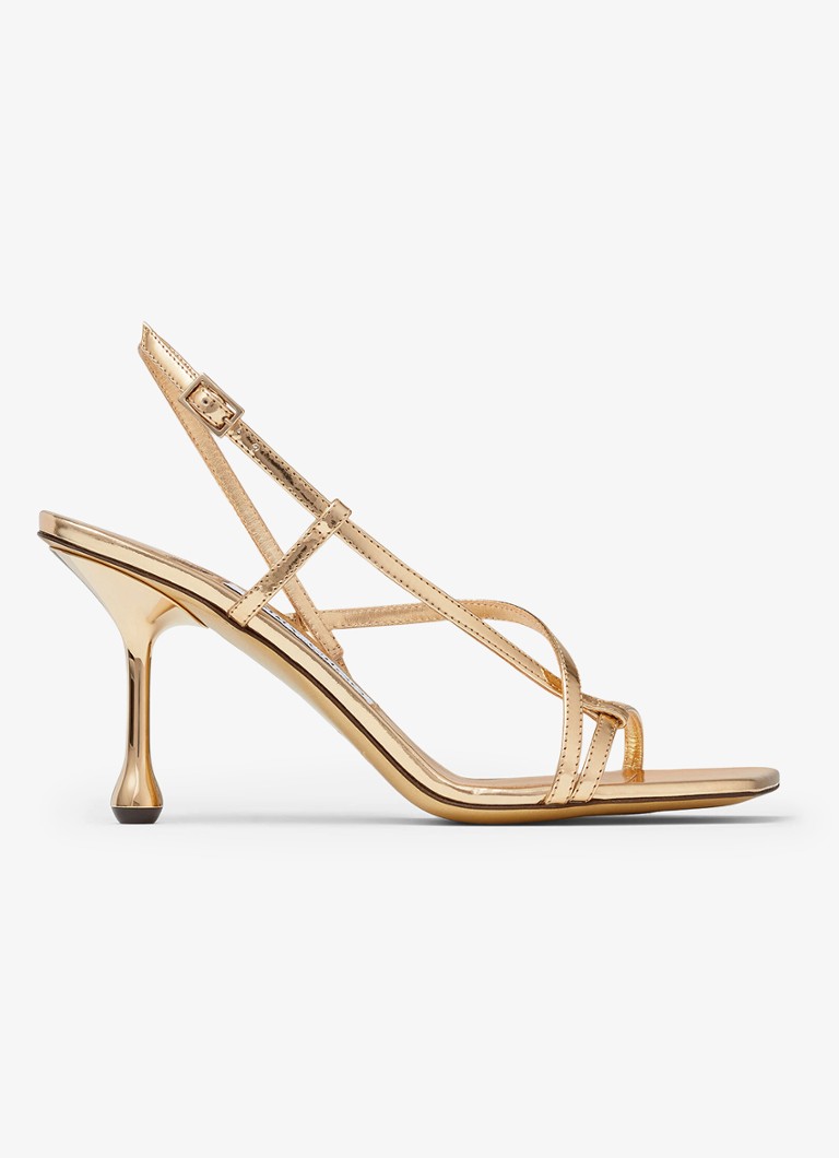 Jimmy Choo Etana 80 metallinhohtoiset vasikannahkasandaalit