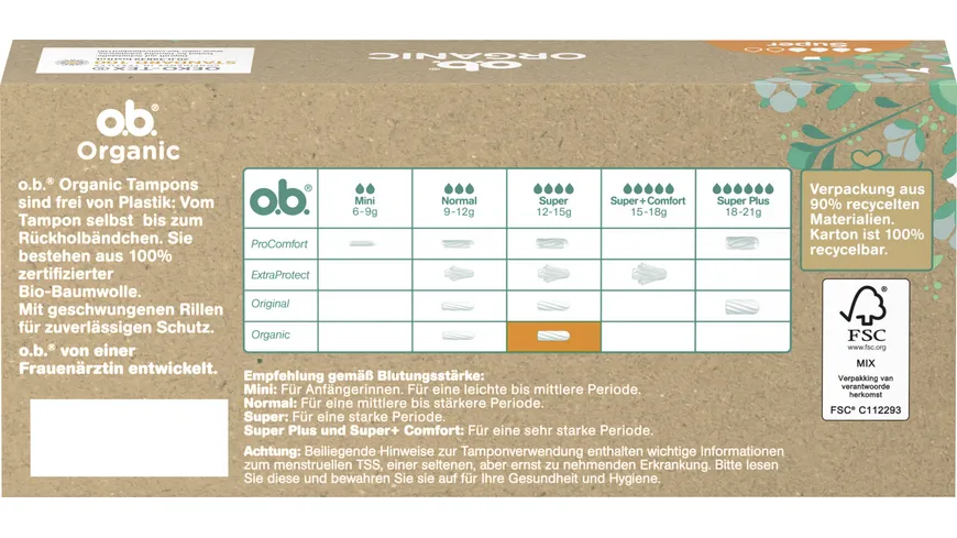 O.B. Organic Bio Tampon Super 16er