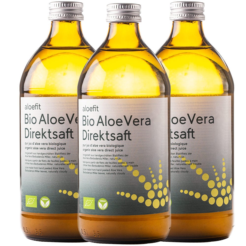 aloefit Aloe Vera Bio Saft 500ml 2+1 gratis Bundle