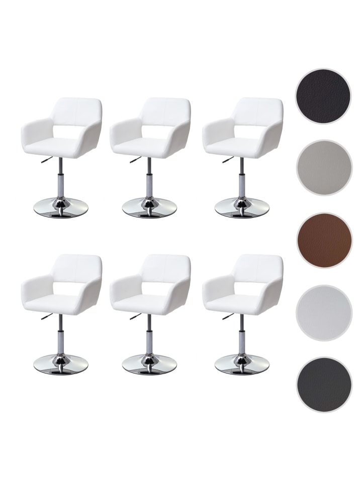 MCW 6er-Set Esszimmerstuhl A50, Weiß, Chromfuß günstig kaufen onesize