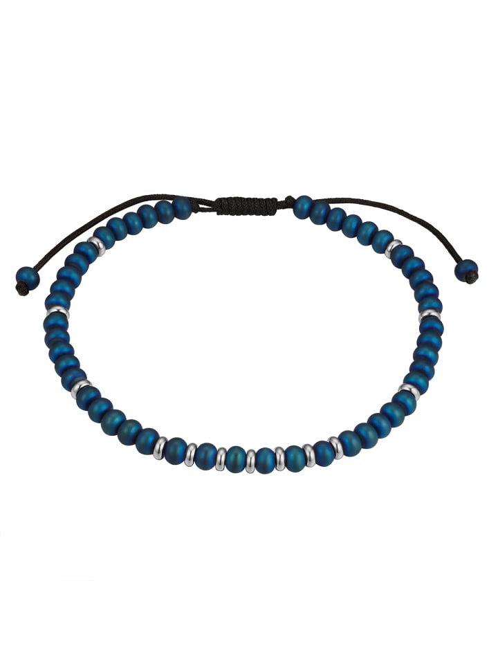 True Rebels Armband Edelstahl Textil (schwarz) Hämatit blau in blau günstig kaufen 16 cm