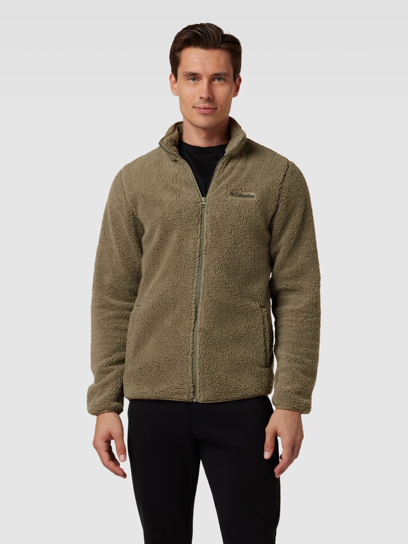 Sweatjacke aus Teddyfell in olivgrün