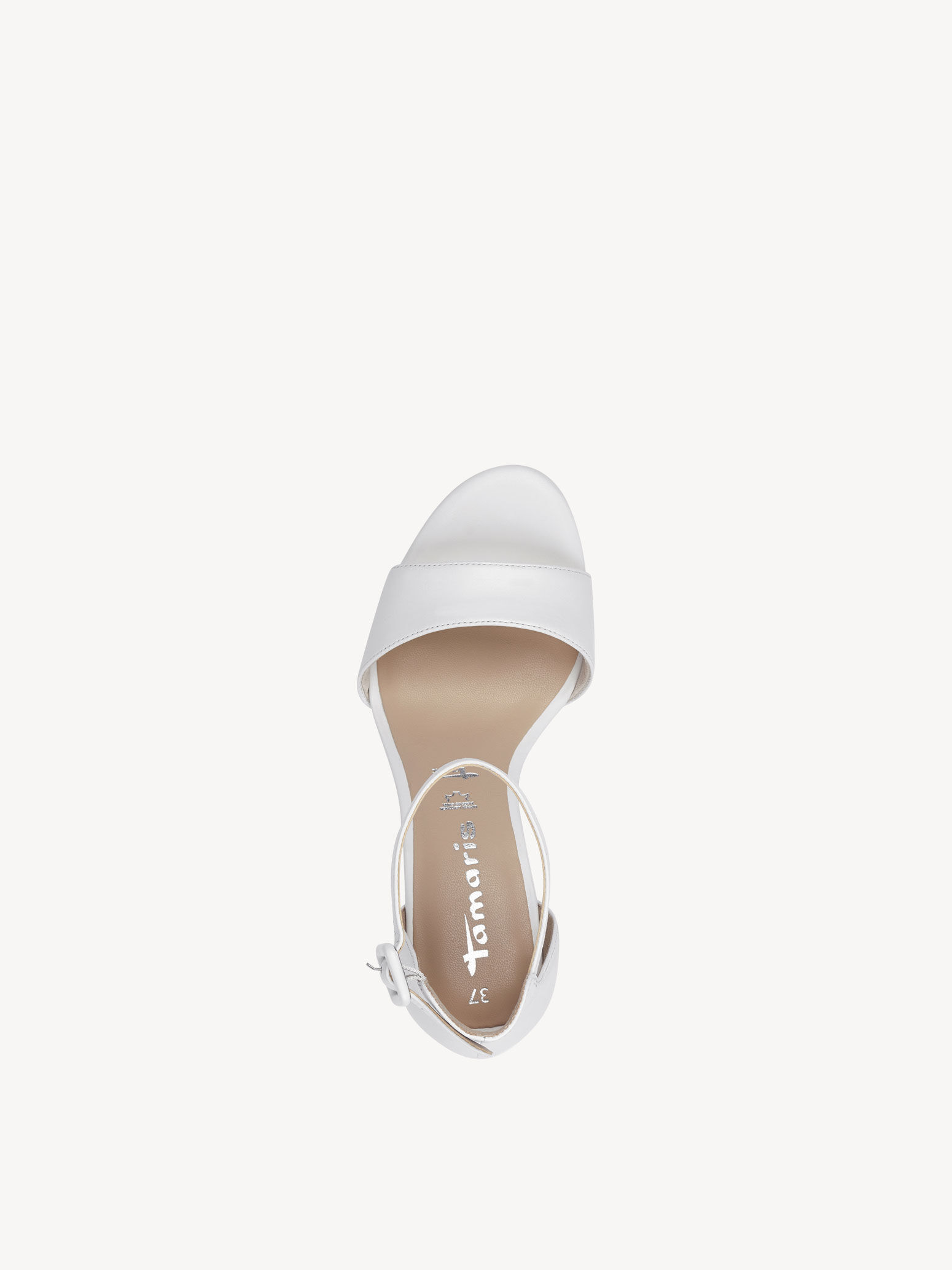 Sandale à talon en cuir - blanc