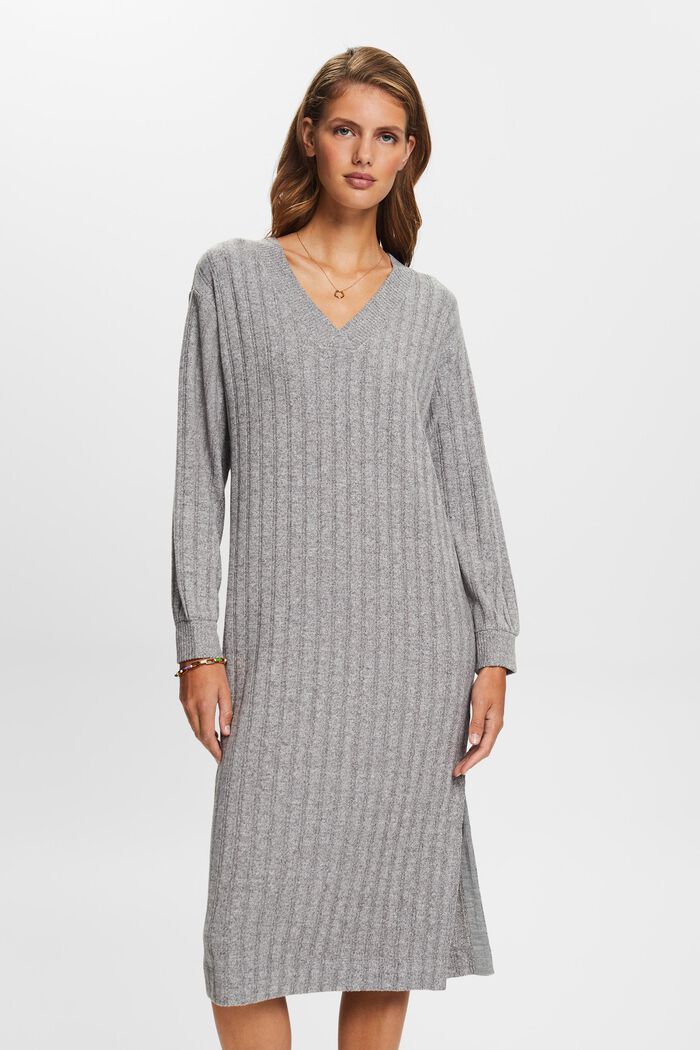 Midikleid aus weich aufgerautem Rippstrick