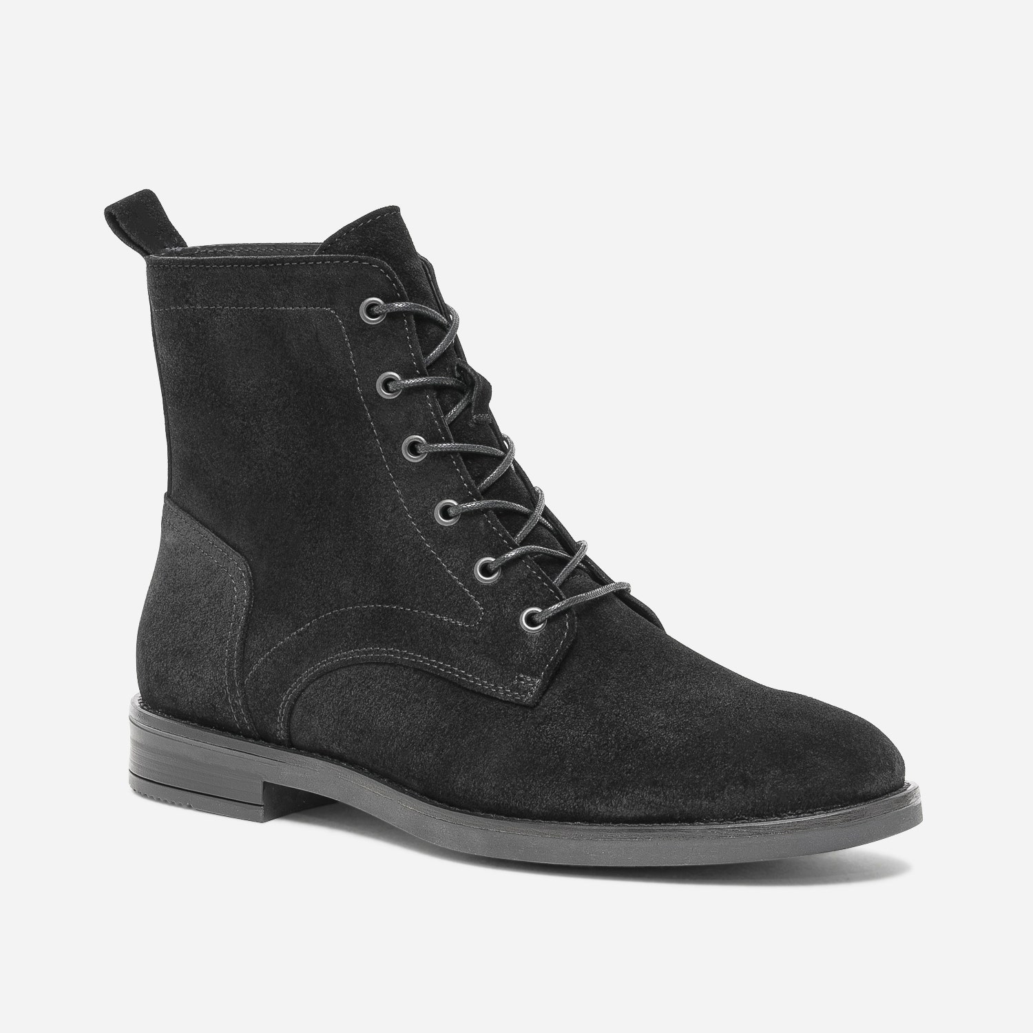 Boots à lacet noir en cuir velours