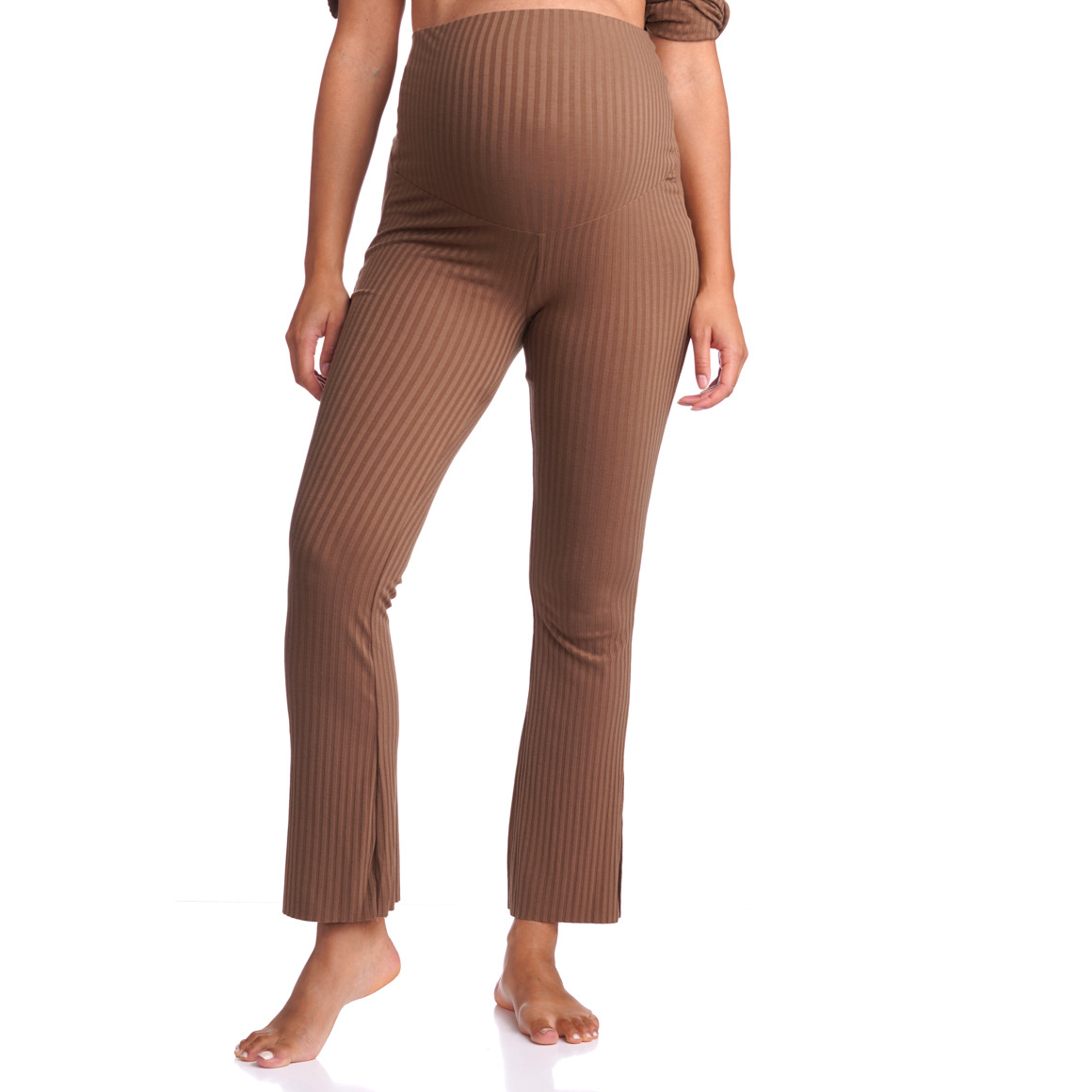 Damen Umstands-Loungehose in Ripp-Optik