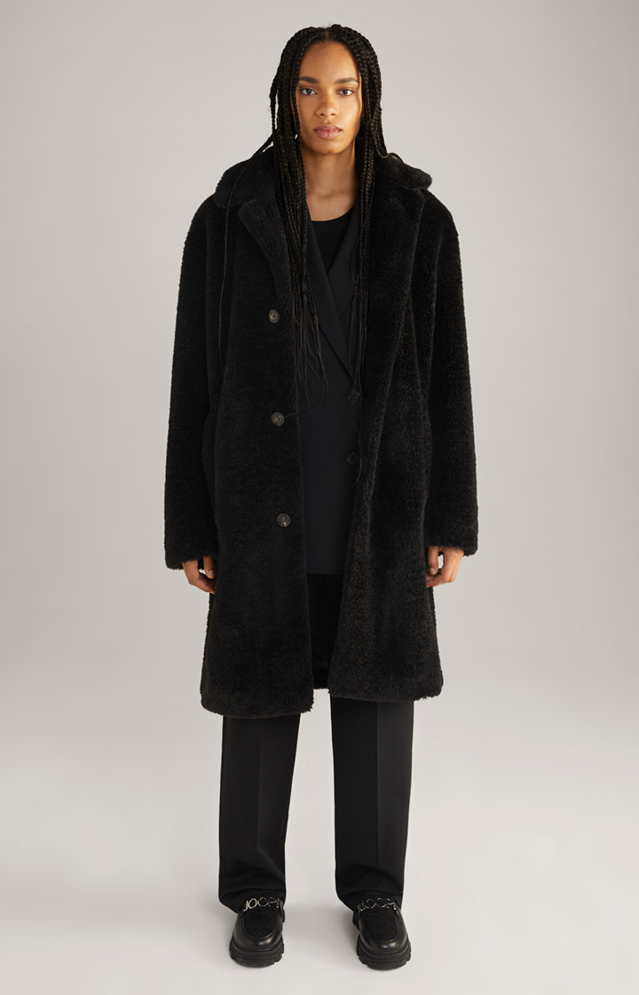 Unisex-Teddyfellmantel in Schwarz