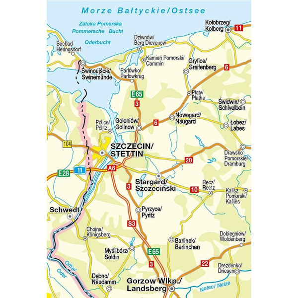 Höfer Polen PL 001. Westpommern - Stettin /Kolberg /Landsberg - Straßenkarte