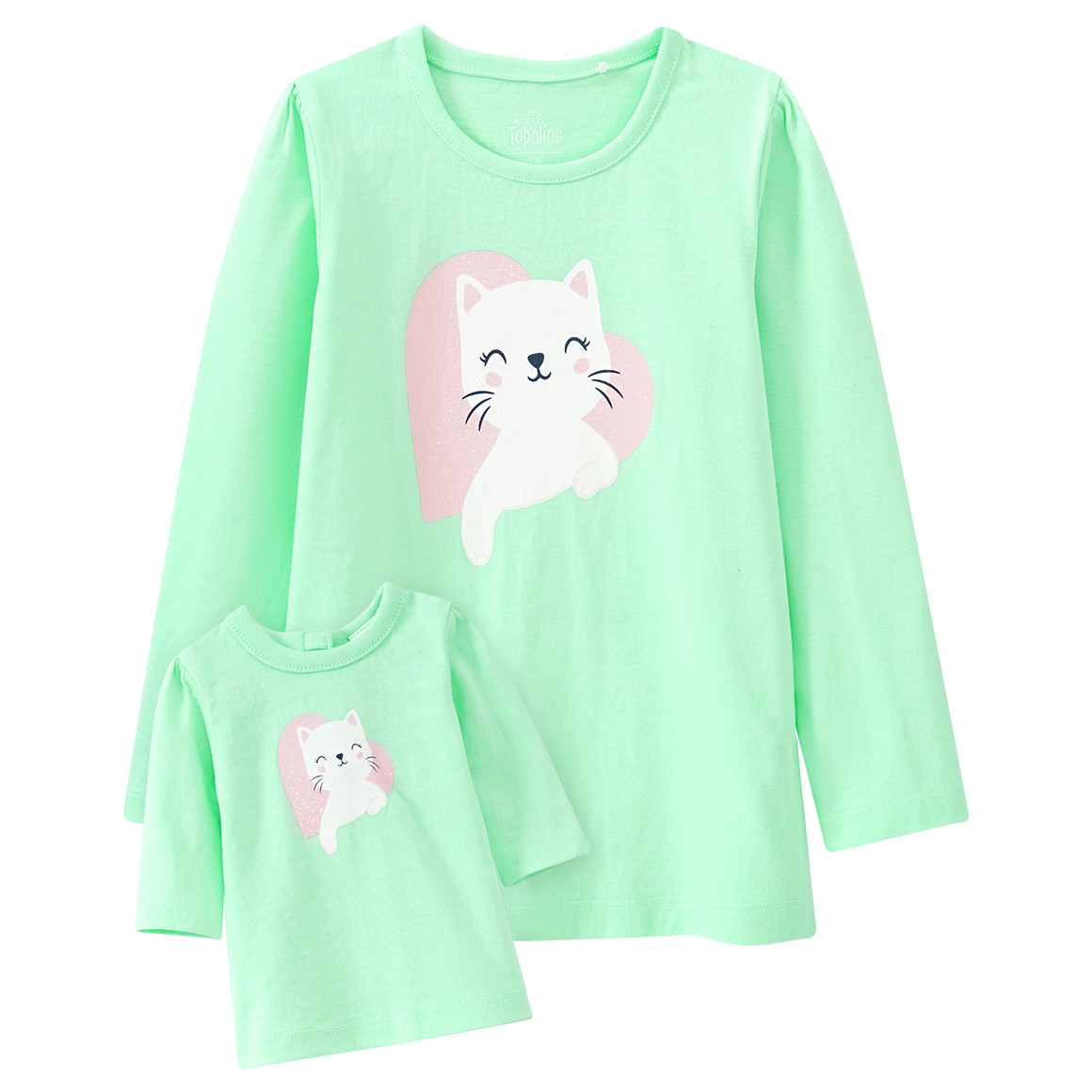 Mädchen Langarmshirt und Puppenshirt im Set