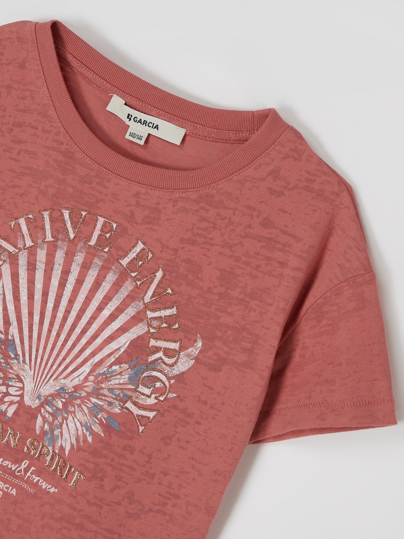 T-Shirt mit Ausbrenner-Effekt in terrakotta