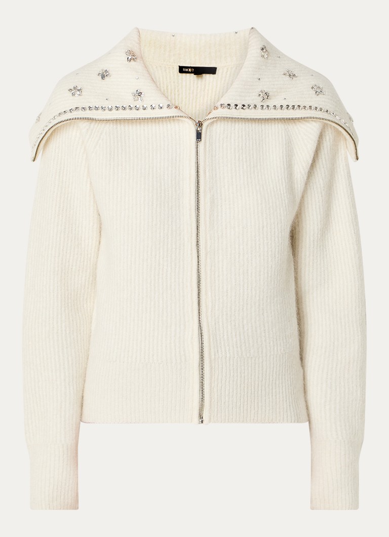 Maje  Ribgebreid vest in alpaca wolblend met strass