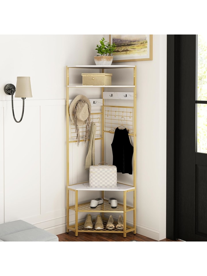COSTWAY 180CM Garderobenständer Eck in Gold günstig kaufen onesize